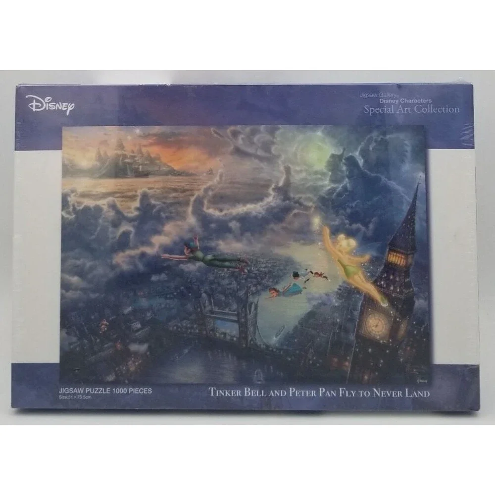 NIB Disney 1000 pc Puzzle Tinker Bell & Peter Pan Fly to Never Land Special Art